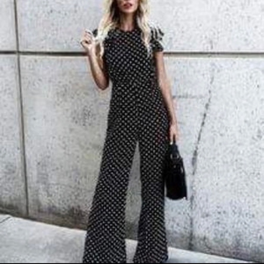 Vici polka dot wide leg jumpsuit by Sugar + Lipz